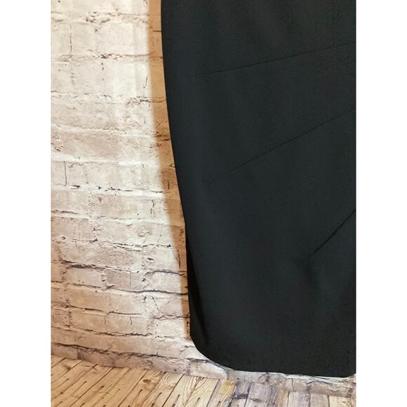 DKNY Midi Dress Womens 4 Pink & Black Colorblock Ruffle Shoulder Sheath Career - Picture 3 of 15